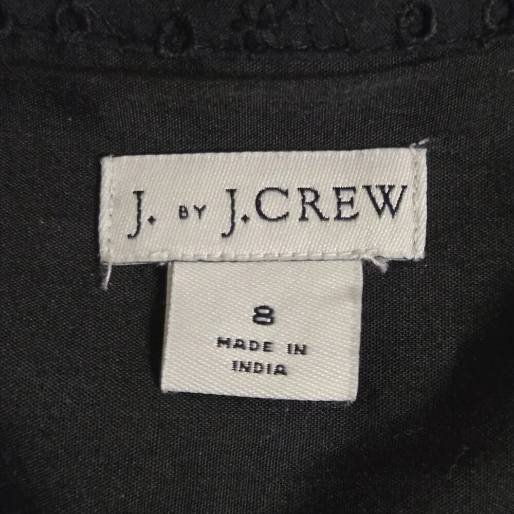 J. By j.Crew Black Eyelet Lace Sleeveless Dress Pockets Cotton Size 8